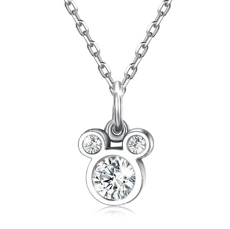 Baby Fashion 925 Silver White Zircon Cute Small Mouse Pendant Necklace For Children Girl Women Simple Necklace Gift Jewelry N439