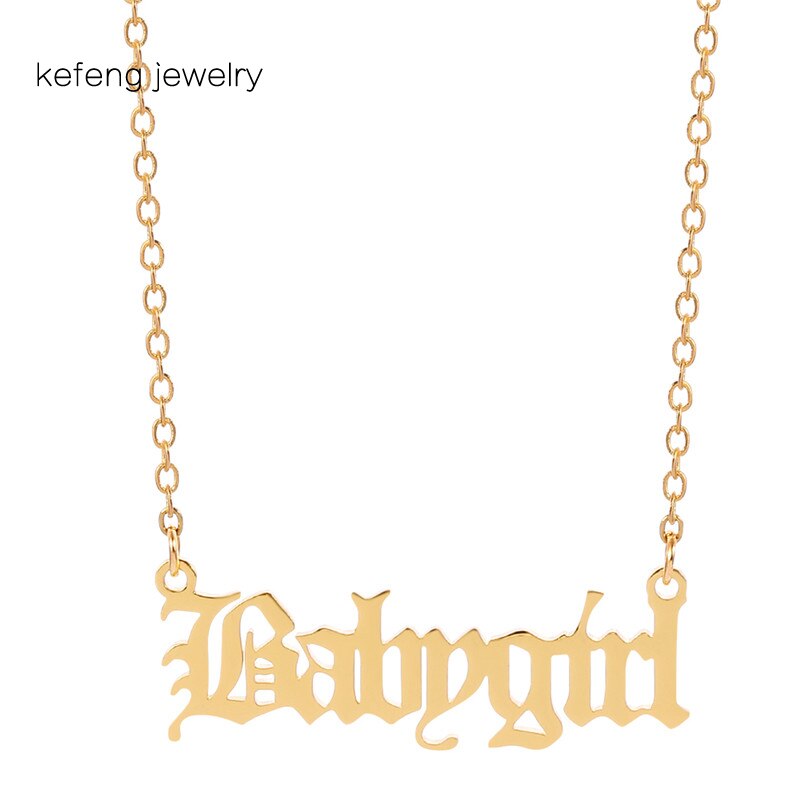 Baby Girl Necklace Old English Letter Babygirl Pendants Necklaces Stainless Steel Chain Gold Ketting Choker Friends Gift Jewelry