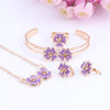 Baby Kids Children Girl Jewelry Sets Gold Color Cute Flower Pendant Necklace Bracelet Earrings Adjustable Ring