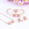 Baby Kids Children Girl Jewelry Sets Gold Color Cute Flower Pendant Necklace Bracelet Earrings Adjustable Ring
