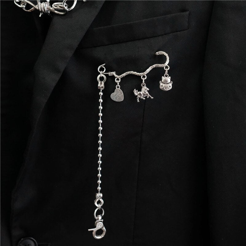 Bag Pin Accessories for Men women Brooch cross punk bag chain Decoration single shoulder slant bag Pendant DIY suit simple
