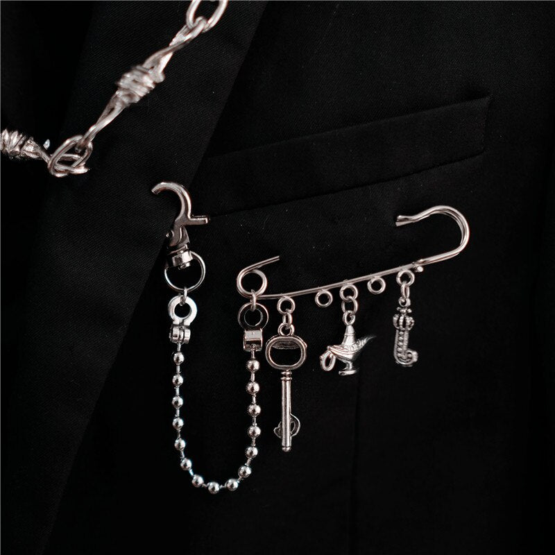 Bag Pin Accessories for Men women Brooch cross punk bag chain Decoration single shoulder slant bag Pendant DIY suit simple