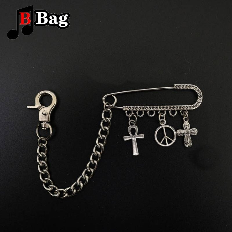 Bag Pin Accessories for Men women Brooch cross punk bag chain Decoration single shoulder slant bag Pendant DIY suit simple