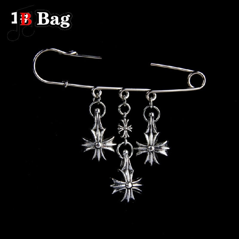 Bag Pin Accessories for Men women Brooch cross punk bag chain Decoration single shoulder slant bag Pendant DIY suit simple