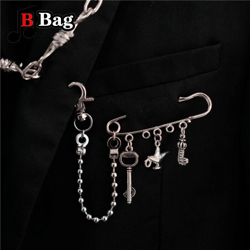 Bag Pin Accessories for Men women Brooch cross punk bag chain Decoration single shoulder slant bag Pendant DIY suit simple