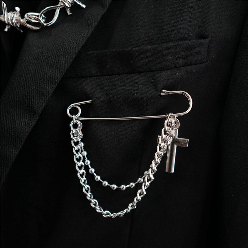 Bag Pin Accessories for Men women Brooch cross punk bag chain Decoration single shoulder slant bag Pendant DIY suit simple