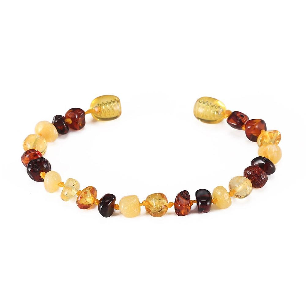 Baltic Amber Teething Bracelet for Baby - Simple Package - 10 Colors - 2 Sizes - Lab Tested