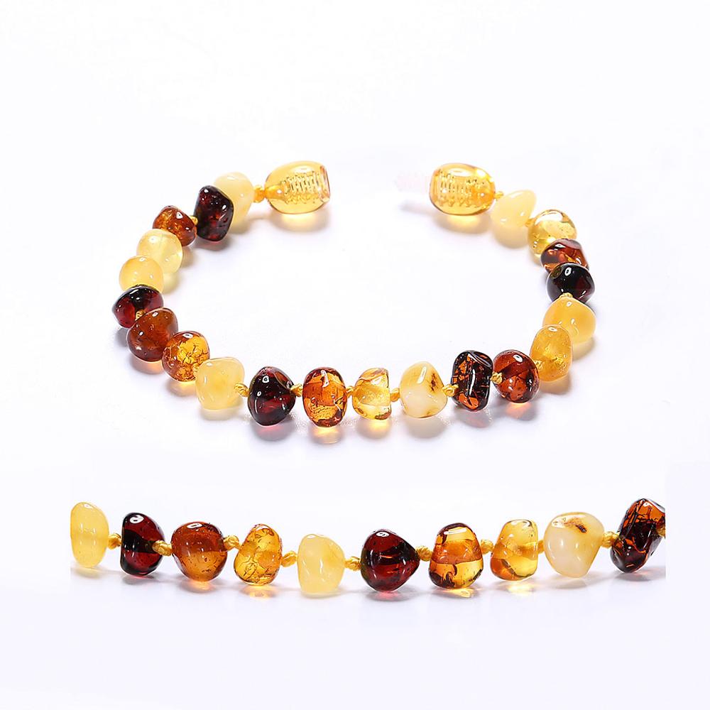 Baltic Amber Teething Bracelet for Baby - Simple Package - Lab-Tested Authentic - 2 Sizes - 10 Colors