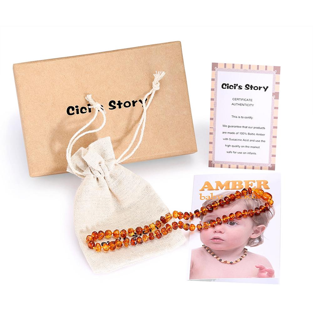 Baltic Amber Teething Necklace for Baby Size 14-35cm - Gift Box - 4 Colors