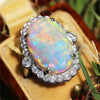 Cute Male Female Big Stone Ring Boho White Fire Opal Engagement Rings For Men And Women Wedding Bands Fashion Jewelry