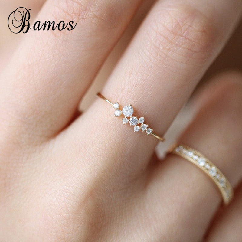 Dainty Zircon Stone Finger Ring Gold Filled Stackable Engagement Rings Fashion Wedding Bands For Women Minimalist Jewelry