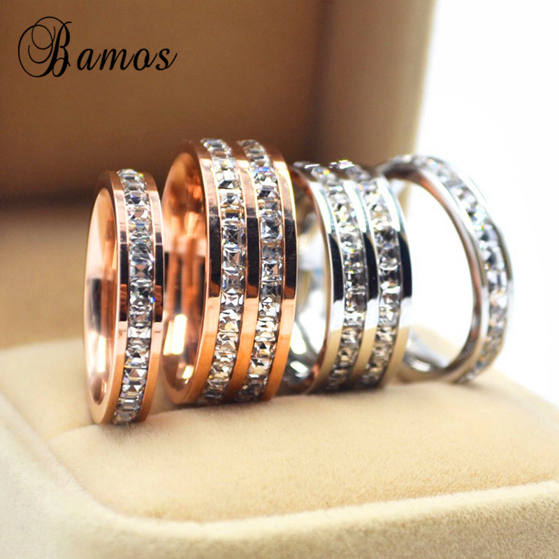 Female Geometric Ring 925 Sterling Silver Filled & Rose Gold Ring Promise Wedding Engagement Rings For Women Best Gifts