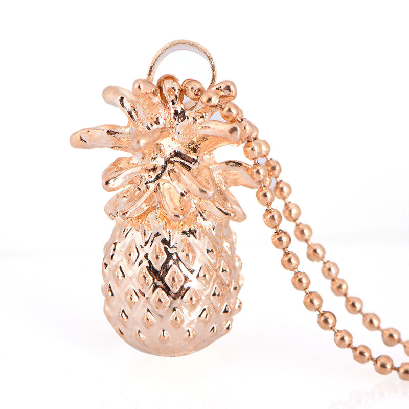 BandMetal Chain Tiny Pineapple Fruit Cute Charm Long Chain Jewelry Necklace Pendant Gold Color Suspension Pendants Model Silver