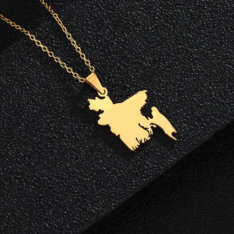Bangladesh Map Flag Pendant Necklaces Gold/Steel Color for Women Girls Stainless Steel Bangladeshi Maps Jewelry Bengali Gift