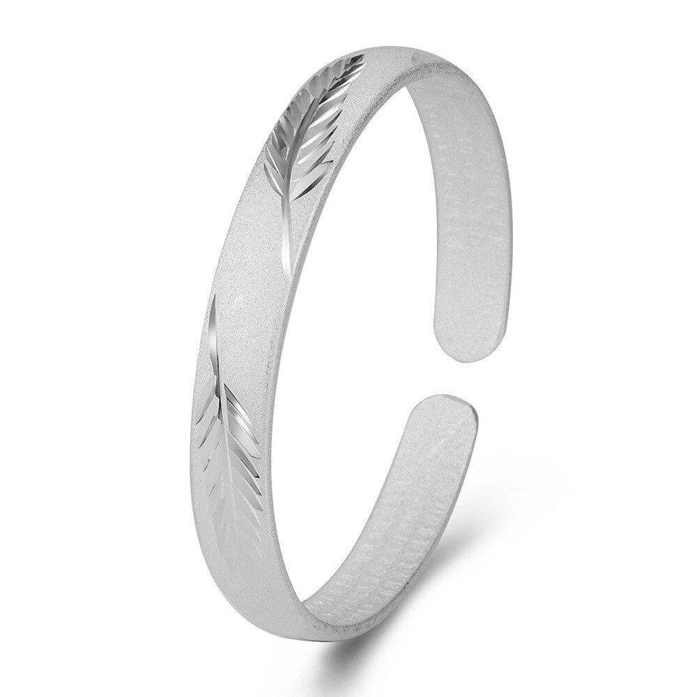 Bangles For Women Feather Aesthetic Silver Colour Cuff Bracelets  Jewelry  With  Christmas GaaBou