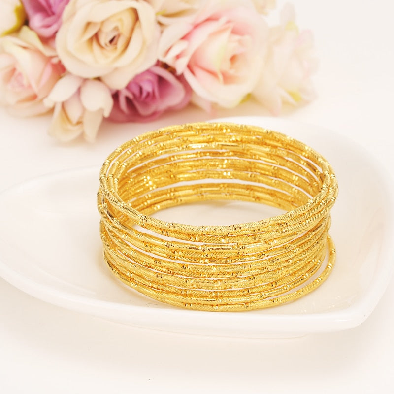 24k Gold Color bangles for women gold bracelets wedding party Bridal jewelry joias ouro Factory Price Vintage