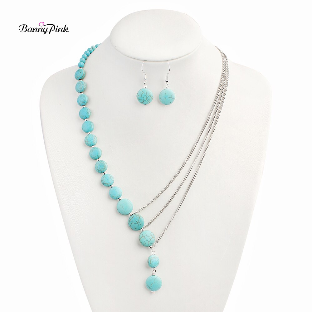 Banny Pink Bohemia Pillow Round Stone Beads Statement Choker Necklace For Women Handmade Irrgular Chain Stone Pendant Choker