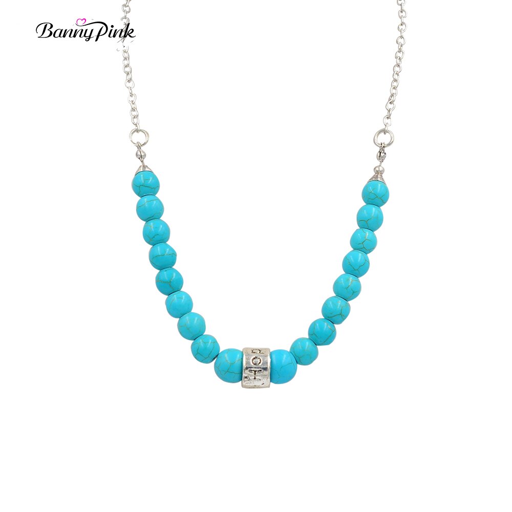 Banny Pink Bohemia Synthetic Stone Beads Statement Choker Necklace Vintage Hope Chain Choker Collar Jewelry Colliers