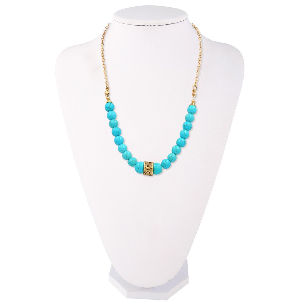 Banny Pink Bohemia Synthetic Stone Beads Statement Choker Necklace Vintage Hope Chain Choker Collar Jewelry Colliers