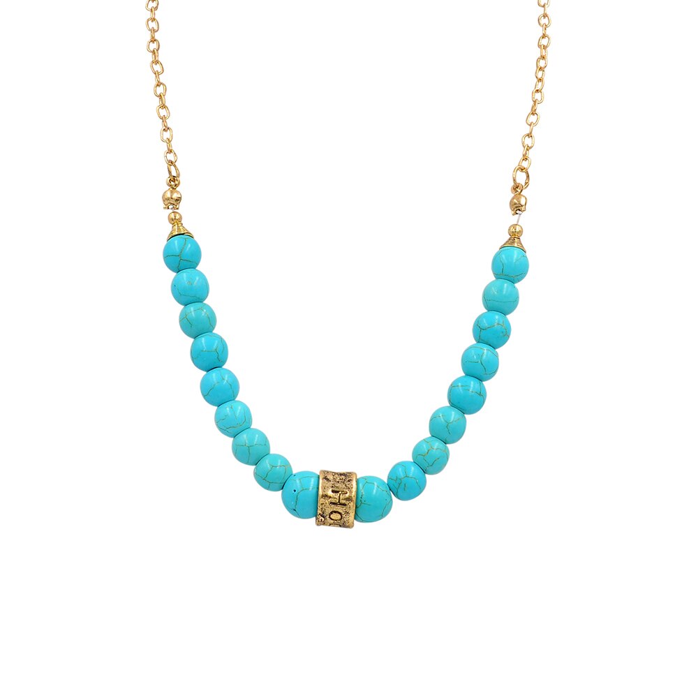 Banny Pink Bohemia Synthetic Stone Beads Statement Choker Necklace Vintage Hope Chain Choker Collar Jewelry Colliers