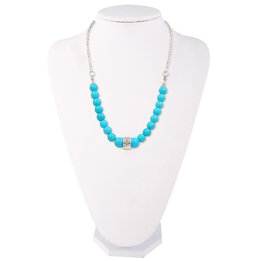 Banny Pink Bohemia Synthetic Stone Beads Statement Choker Necklace Vintage Hope Chain Choker Collar Jewelry Colliers