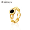 Cute Fashion Ladies Girls Unique Design Arabic Number Black Gold Color 316L Stainless Steel Ring For Women Wholesale