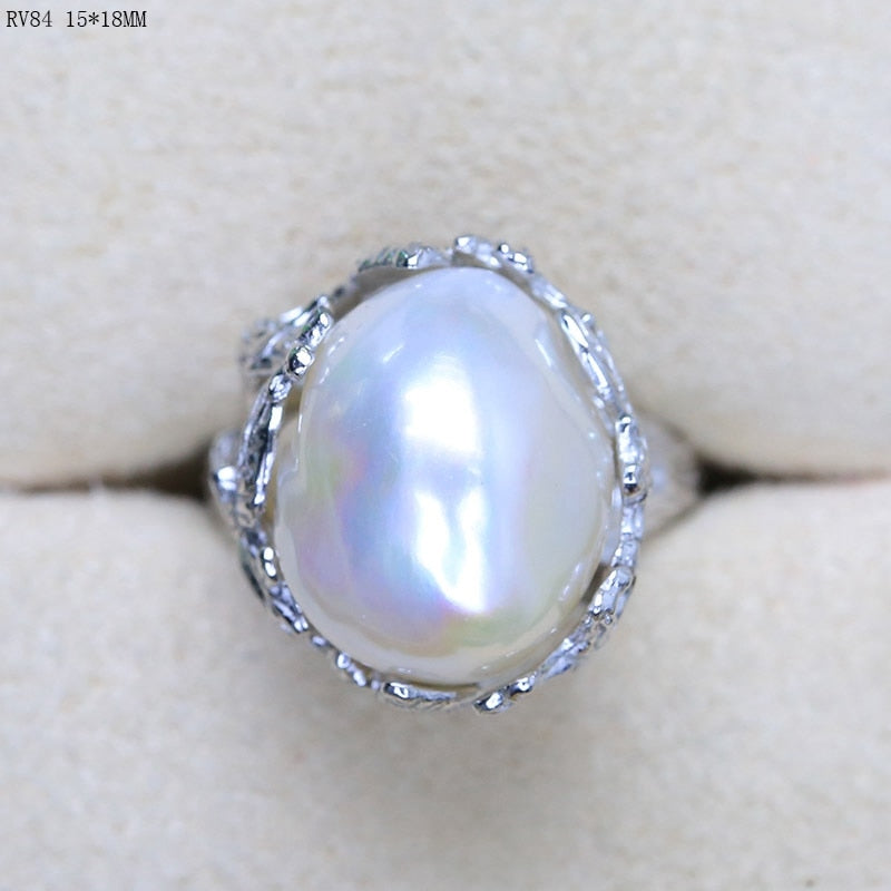 Baroque Original Handmade 925 Sterling Silver Baroque Pearl Ring Genuine Natural Pearl Vintage RV
