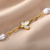 Baroque Pearl Bracelets For Women Stainless Steel Butterfly Pendant Paperclip Chain Imitation Pearls Bracelet Couple Jewelry BFF