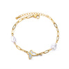 Baroque Pearl Bracelets For Women Stainless Steel Butterfly Pendant Paperclip Chain Imitation Pearls Bracelet Couple Jewelry BFF