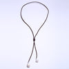 Baroque Pearls Long Necklace, Leather Cord 15 mm Shaped Beads Pendant, Length Can Be Adjusted