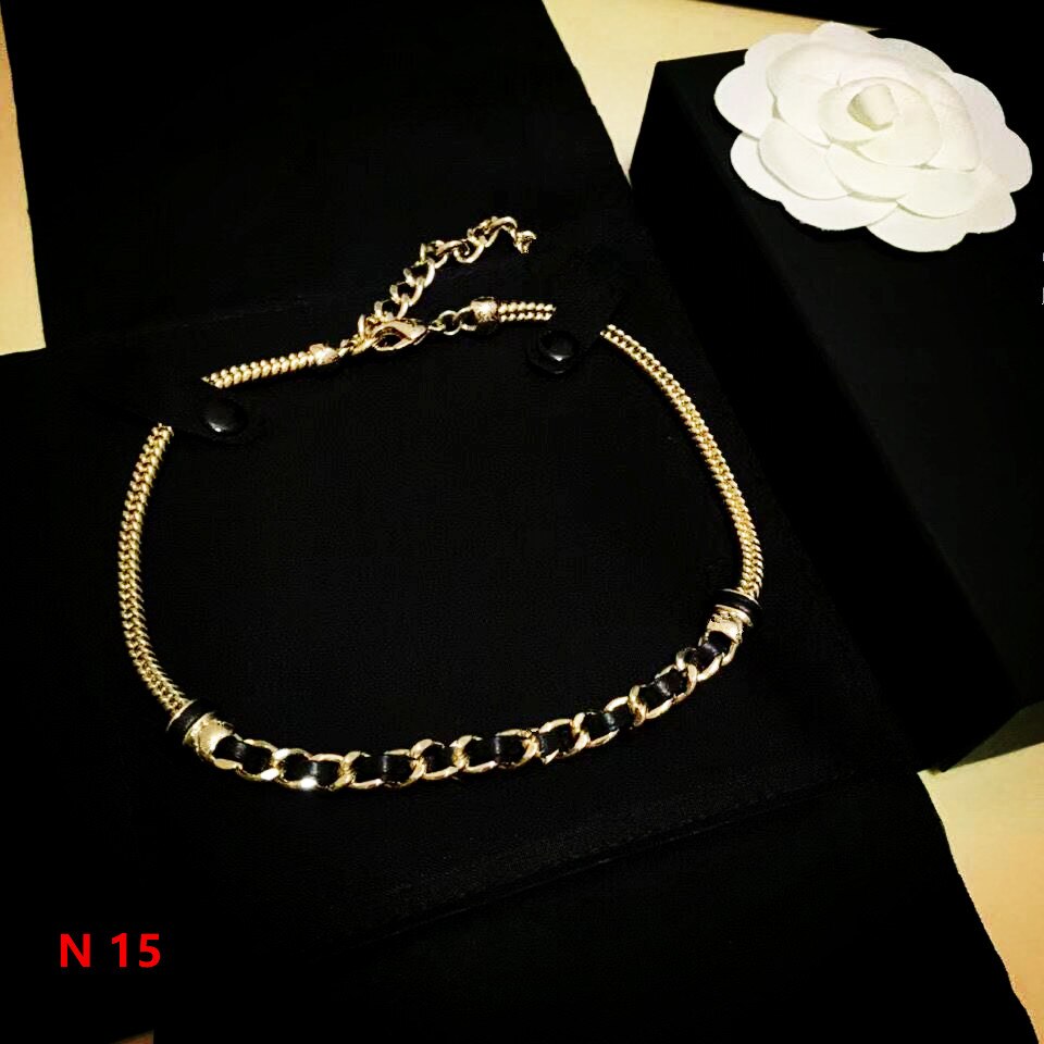 Baroque Titanium stainless steel leather c necklace for women  metals vintage luxious jewlry for girl N15