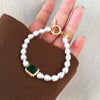 Baroque Vintage Green Crystal White Pearl Charm Choker Chain Necklace for Women Girls Sweet Female Small Fresh Collarbone 2021
