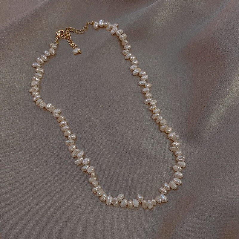 Baroque natural millet grain freshwater pearl necklace female niche brand special-shaped irregular pearl clavicle chain female