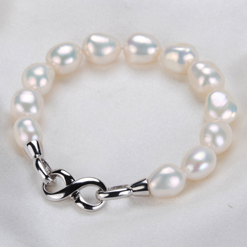 Baroque pearl bracelet,sterling silver jewelry 925 bracelet,white natural pearl jewelry bracelet for women best gifts
