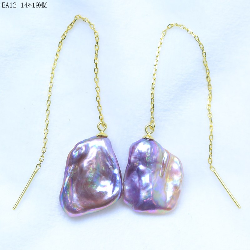 10-20mm dangle drop earrings purple/mixed-color baroque pearl fashion earrings 925 silver best gifts for girlfriends