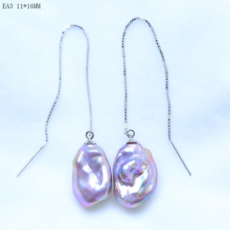 10-20mm dangle drop earrings purple/mixed-color baroque pearl fashion earrings 925 silver best gifts for girlfriends