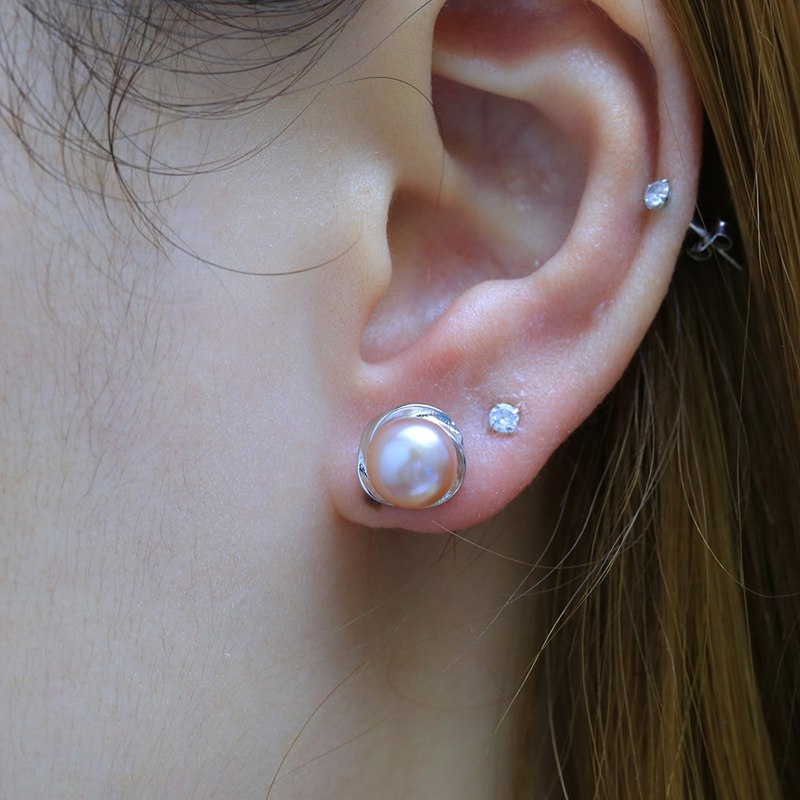100% Genuine Brand Pearl Jewelry Natural Pearl Earrings for Women and Girls 925 Sterling Silver Stud Earring Gift