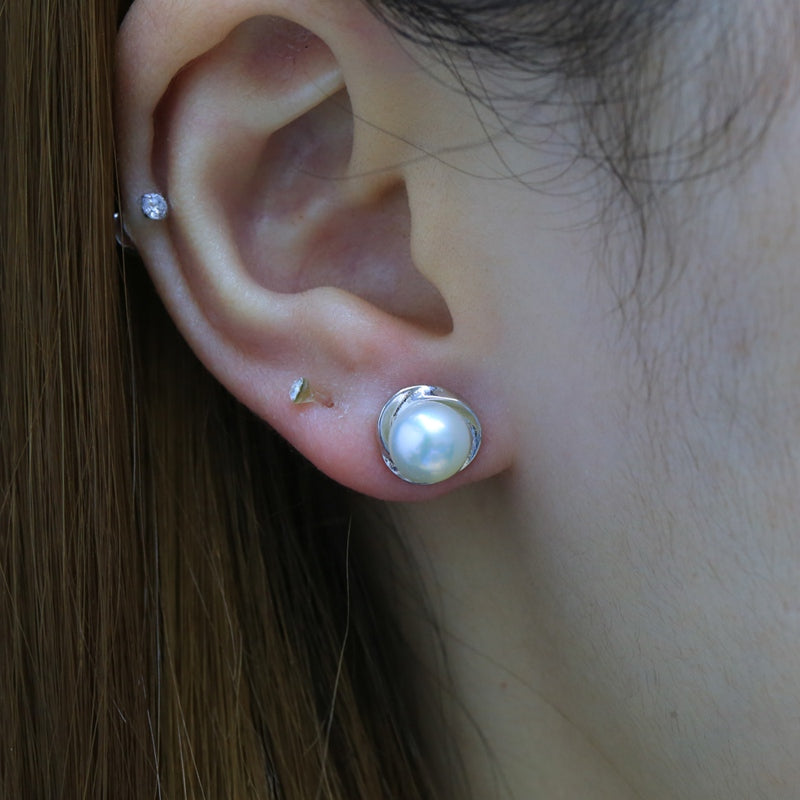 100% Genuine Brand Pearl Jewelry Natural Pearl Earrings for Women and Girls 925 Sterling Silver Stud Earring Gift