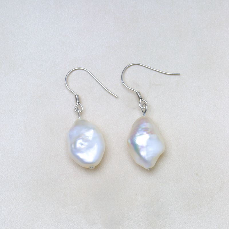12-18mm Baroque White Pearl Drop Earrings 925 Silver Sterling Classic Fine Jewelry ECF