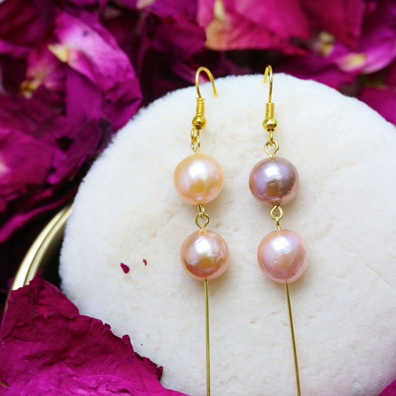 2020 Natural Mixed-colour Pearl Earrings S925 Sterling Silver Long Drop Earrings Pearl Jewelry For Women