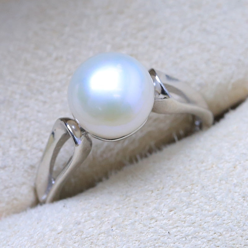 2020Fashion Pearl Ring Jewelry of Silver Oval Natural Pearl Rings 925 Sterling Silver Rings for WomenGift