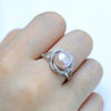 9-10mm Natural Pearl Rings for Girlfriend Nice Adjustable Wedding Ring, Bread Round White Pink Purple