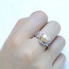 9-10mm Natural Pearl Rings for Girlfriend Nice Adjustable Wedding Ring, Bread Round White Pink Purple