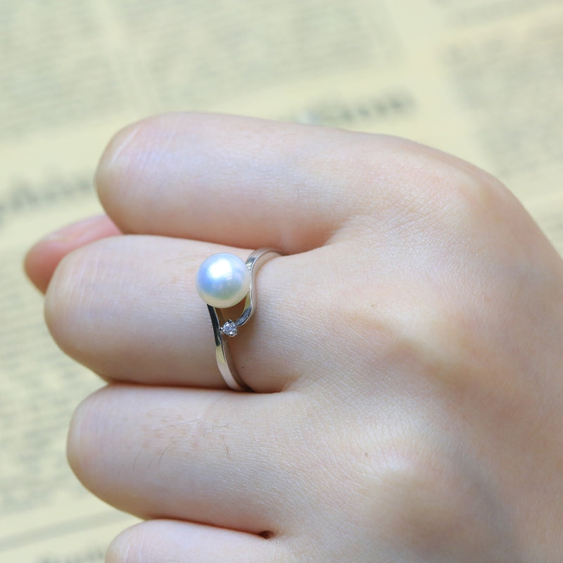 AAA Zircon Decoration Pearl Ring Fine Jewelry of Silver Pearl Rings 925 Sterling Silver Rings for Women