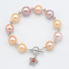 Colorful Edison Pearls Strand Bracelets Star Pendant 10-11MM AAA Zircon Natural Pearl Jewelry HO