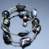Deep Colour Mixed-colour Baroque Natural Pearl Bracelet No Buckle (2-3 times around wrist of any size)