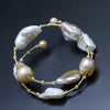 Mixed-colour Baroque Natural Pearl Bracelet No Buckle (2-3 times around wrist of any size)