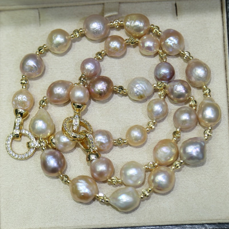 Mixed-colour Baroque Natural Pearl Necklace choker Bracelet THREE WAYS CAN WEAR