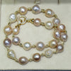 Mixed-colour Baroque Natural Pearl Necklace choker Bracelet THREE WAYS CAN WEAR