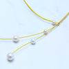 Multiple Different Size Pearls Choker Necklace 6 Real Pearls 2 Lines Necklace Elegant Trendy Jewelry CE